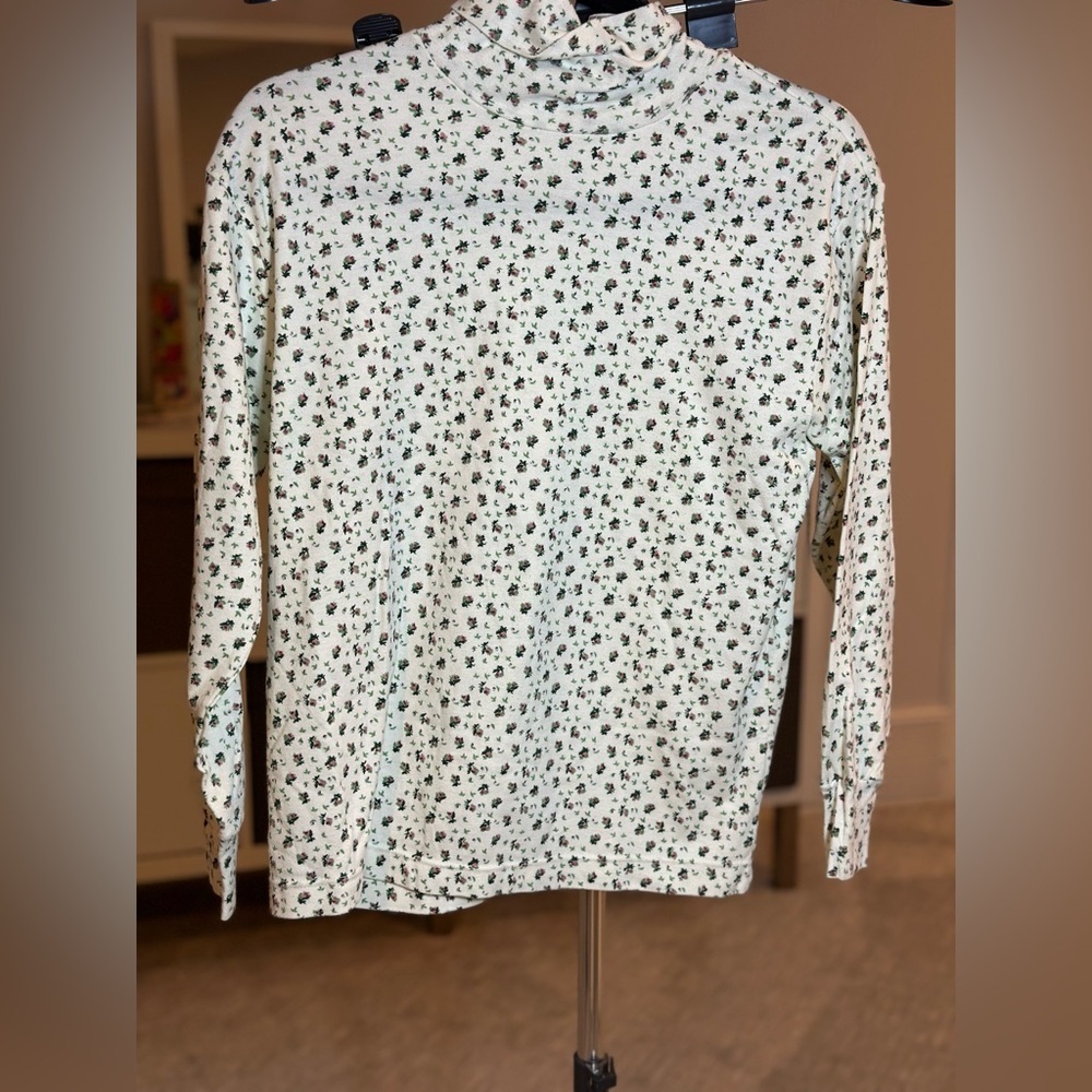 ✨Grandma Core | Cream Longsleeve Top with pattern | XL | Made in Switzerland - Picture 2 of 8